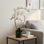 vidaXL Plante orchidée artificielle avec pot Blanc 45 x 15 x 65 cm