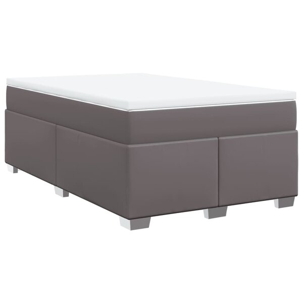 vidaXL Sommier à lattes de lit avec matelas gris 120x190 cm similicuir