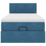 vidaXL Cadre de lit ottoman avec matelas bleu foncé 90x200 cm velours