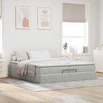 vidaXL Cadre de lit ottoman avec matelas gris clair 200x200 cm velours