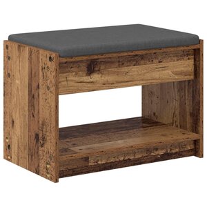 vidaXL Banc d'entrée avec coussin Bois ancien 63 x 38 x 45 cm