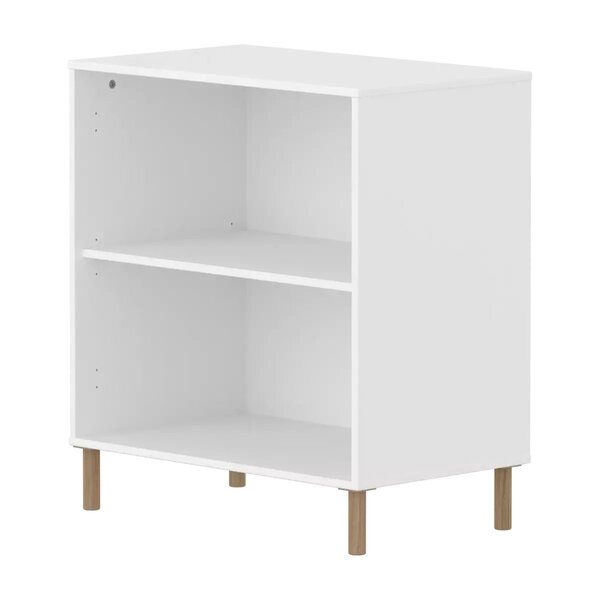 Flexa SAGA etagere basse avec tablette reglable Blanche Pieds en chene