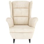 vidaXL Fauteuil à oreilles avec tabouret crème velours