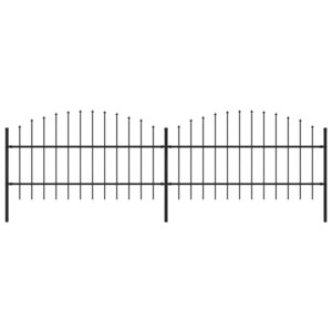 vidaXL Clôture de jardin à dessus en lance Acier (0 75-1)x3 4 m Noir