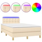 vidaXL Sommier à lattes de lit matelas et LED crème 120x190 cm tissu
