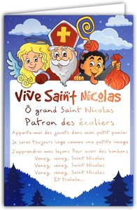 Carte saint nicolas fête 6 décembre chanson patron des écoliers avec enveloppe