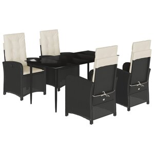 vidaXL Ensemble à manger de jardin coussins 5Pièces Noir Résine tressée