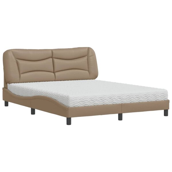 vidaXL Lit avec matelas cappuccino 160x200 cm similicuir