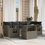 vidaXL Salon de jardin avec coussins 7 Pièces gris résine tressée