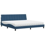 vidaXL Lit avec matelas Hanko bleu 200x200 cm tissu