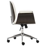 Chaise fauteuil siège de bureau informatique étude bois courbé et similicuir blanc 02_0023985
