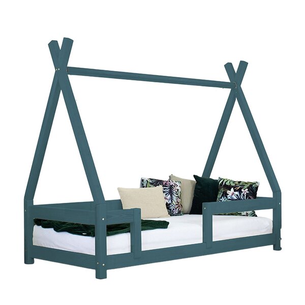 Lit cabane enfant NAKANA 90 x 160 vert pétrole