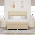 vidaXL Lit à ressorts avec matelas Crème 140 x 200 cm tissu