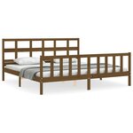 vidaXL Cadre de lit avec tête de lit marron miel 200x200cm bois massif