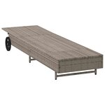 vidaXL Chaise longue avec roues et coussin gris résine tressée
