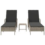 vidaXL Chaise longue 2 Pièces Gris clair 35 x 35 x 32cm polyrotin