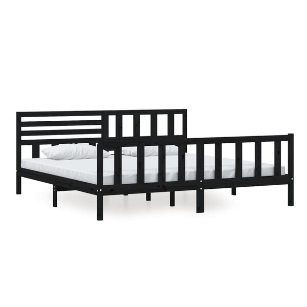 vidaXL Cadre de lit sans matelas noir bois massif 200x200 cm