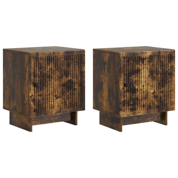 vidaXL Cabinet de chevet 2 Pièces Chêne fumé 43 x 34 5 x 50 cm
