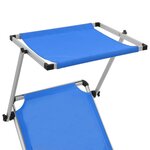 vidaXL Chaise longue pliable avec toit Aluminium et textilène Bleu