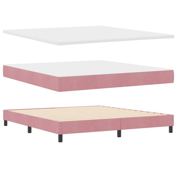 Lit à ressort vidaXL avec matelas rose 180x200 cm en velours