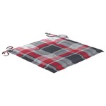 vidaXL Chaises de jardin et coussins à carreaux rouge 4Pièces Teck massif