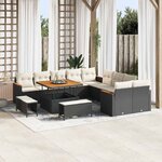 vidaXL Ensemble de canapé de jardin 13 Pièces Noir Poly rotin