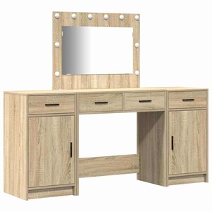 vidaXL Table de Toilette avec tiroir 3 Pièces Marron Bois d'ingénierie