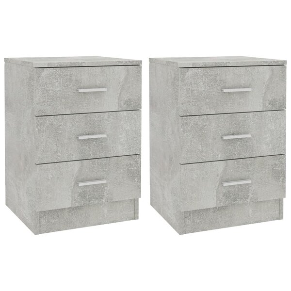 vidaXL Tables de chevet 2 Pièces Gris béton 38x35x56 cm Bois d'ingénierie