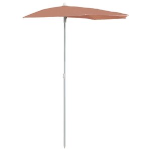 vidaXL Demi-parasol de jardin avec mât 180x90 cm terre cuite
