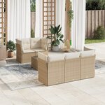 vidaXL Salon de jardin avec coussins 6 Pièces beige résine tressée