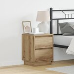 vidaXL Table de chevet avec lumières LED en chêne artisanal 39x34.5x50 cm