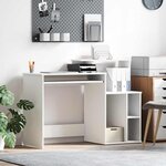 vidaXL Bureau avec Rangement avec étagère Blanc 120.5 x 44 x 88.5 cm