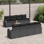 vidaXL Ensemble de canapé de jardin 9 Pièces Noir