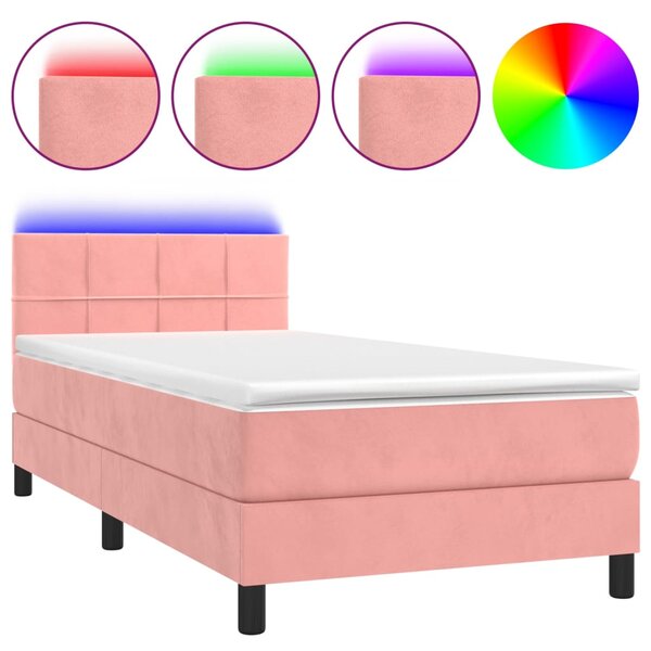 vidaXL Sommier à lattes de lit avec matelas et LED Rose 100x200 cm