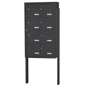 Bloc collectif Leabox  2x4  grade 3  simple face  Extérieur  fixation sur pieds à sceller   gris anthracite RAL 7016 finition brillante