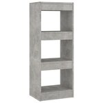 vidaXL Bibliothèque/séparateur de pièce gris béton bois d'ingénierie