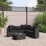 vidaXL Salon de jardin 6 Pièces avec coussins noir résine tressée