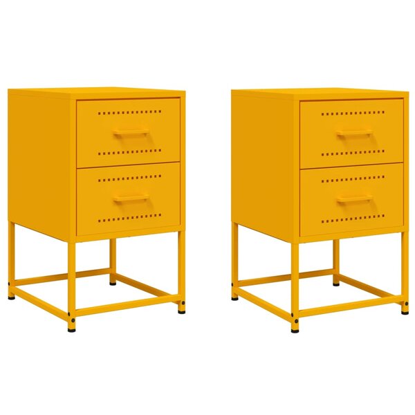 vidaXL Tables de chevet 2 Pièces jaune moutarde 36x39x60 5 cm acier