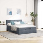 vidaXL Cadre de lit ottoman avec matelas gris foncé 140x200 cm velours
