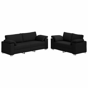 vidaXL Canapé 2 Pièces Noir 219 x 80 x 82 cm tissu
