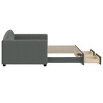 vidaXL Lit de jour avec gigogne et tiroirs gris foncé 90x190 cm tissu