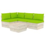 vidaXL Salon de jardin palette 5 Pièces avec coussins bois d'épicéa