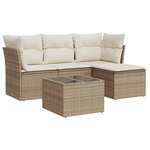 vidaXL Salon de jardin avec coussins 5 Pièces beige résine tressée