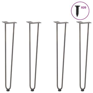vidaXL Pieds en épingle à cheveux pour consoles lot de 4 acier naturel 72 cm acier massif