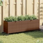 vidaXL Jardinières et roulettes 2Pièces marron 107x32x38cm résine tressée