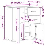 vidaXL Buffet avec tiroir Vieux bois 60 x 31 x 70 cm Bois d'ingénierie
