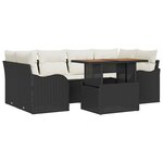 vidaXL Ensemble de canapé de jardin avec coussin 7 Pièces Noir et crème