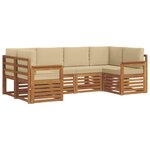 vidaXL Ensemble de canapé d'angle avec coussin 6 Pièces Naturel