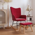 vidaXL Chaise à bascule avec tabouret Rouge bordeaux Tissu