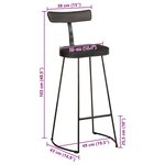 vidaXL Tabourets de bar lot de 2 noir 49x43x103cm bois manguier massif